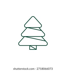 Outline Christmas Tree Icon, Editable Stroke Vector Evergreen Illustration