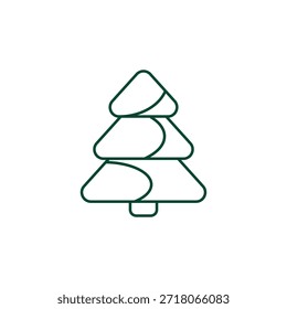 Outline Christmas Tree Icon, Editable Stroke Vector Evergreen Illustration