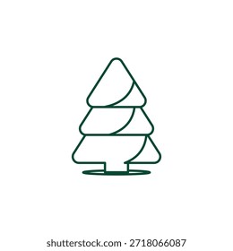 Outline Christmas Tree Icon, Editable Stroke Vector Evergreen Illustration