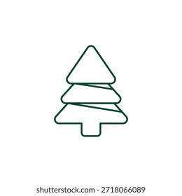 Outline Christmas Tree Icon, Editable Stroke Vector Evergreen Illustration