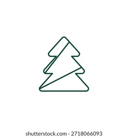 Outline Christmas Tree Icon, Editable Stroke Vector Evergreen Illustration