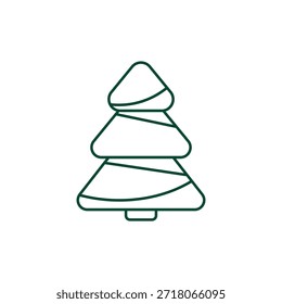 Outline Christmas Tree Icon, Editable Stroke Vector Evergreen Illustration