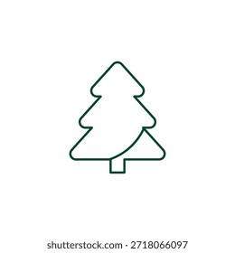 Outline Christmas Tree Icon, Editable Stroke Vector Evergreen Illustration