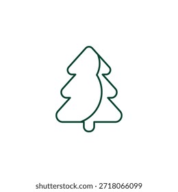 Outline Christmas Tree Icon, Editable Stroke Vector Evergreen Illustration