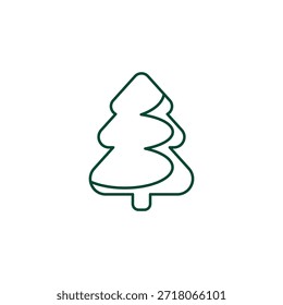 Outline Christmas Tree Icon, Editable Stroke Vector Evergreen Illustration