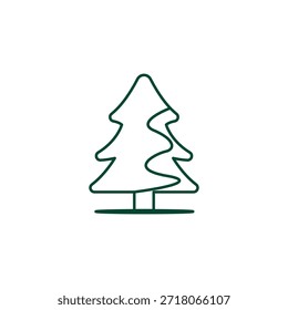 Outline Christmas Tree Icon, Editable Stroke Vector Evergreen Illustration