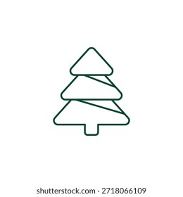 Icono de árbol de Navidad, ilustración de Vector de trazo editable Evergreen