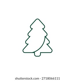Outline Christmas Tree Icon, Editable Stroke Vector Evergreen Illustration
