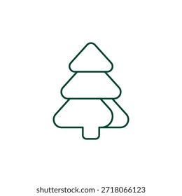 Outline Christmas Tree Icon, Editable Stroke Vector Evergreen Illustration