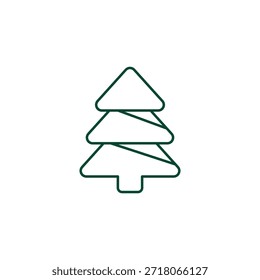 Outline Christmas Tree Icon, Editable Stroke Vector Evergreen Illustration