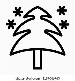 Outline Christmas tree pixel perfect vector icon