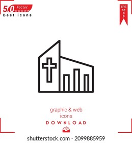 Outline church Icon. church icon vector isolated on white background. Graphic design, material-design, Best sellers 2022 icons, mobile application, UI UX design, EPS 10 format vector