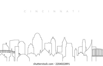 Outline Cincinnati Skyline. Trendy Template With Cincinnati Buildings And Landmarks In Line Style. Stock Vector Design. 