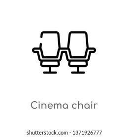 outline cinema chair vector icon. isolated black simple line element illustration from cinema concept. editable vector stroke cinema chair icon on white background