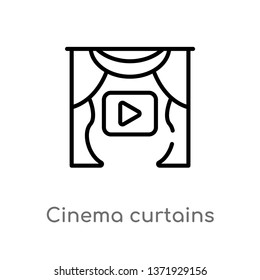 outline cinema curtains vector icon. isolated black simple line element illustration from cinema concept. editable vector stroke cinema curtains icon on white background