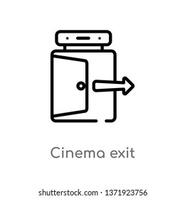 outline cinema exit vector icon. isolated black simple line element illustration from cinema concept. editable vector stroke cinema exit icon on white background