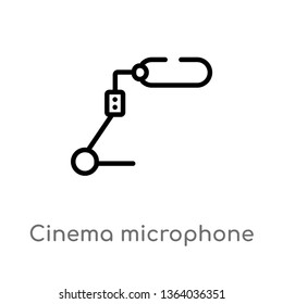 outline cinema microphone vector icon. isolated black simple line element illustration from music concept. editable vector stroke cinema microphone icon on white background