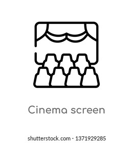 outline cinema screen vector icon. isolated black simple line element illustration from cinema concept. editable vector stroke cinema screen icon on white background