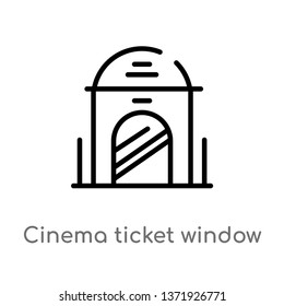 outline cinema ticket window vector icon. isolated black simple line element illustration from cinema concept. editable vector stroke cinema ticket window icon on white background