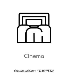 outline cinema vector icon. isolated black simple line element illustration from museum concept. editable vector stroke cinema icon on white background