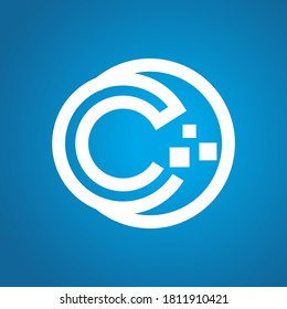 Símbolo de diseño de la tecnología de la letra C del círculo de esquema. Resumen de la tecnología del logotipo de la letra redonda C. Ilustración del vector EPS.8 EPS.10
