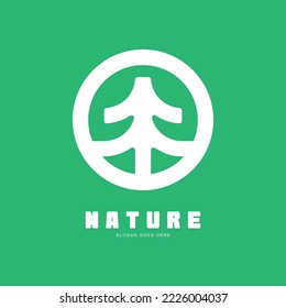 Outline circle pine tree logo design