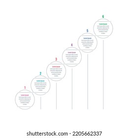 outline circles infographic template. six options infographic template. business, education, magazine, annual report, internet information template