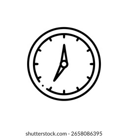 Esquema circular de la cara del reloj con las manos que apuntan al reloj del tiempo 7:10
