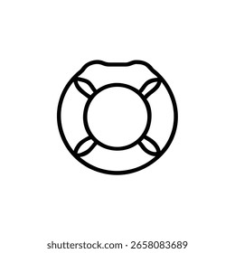 Outline a circular inflatable pool float with handles water summer