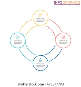 Outline circular infographic. Minimalistic diagram, chart, graph with 4 steps. Vector design element.