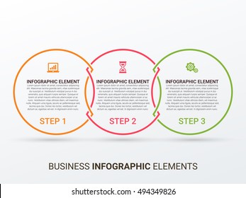 Outline Circular Infographic. Minimalistic Diagram, Chart, Graph With 3 Steps, Options, Parts, Processes With Arrows. Vector Design Element.