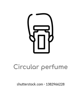 outline circular perfume bottle vector icon. isolated black simple line element illustration from fashion concept. editable vector stroke circular perfume bottle icon on white background