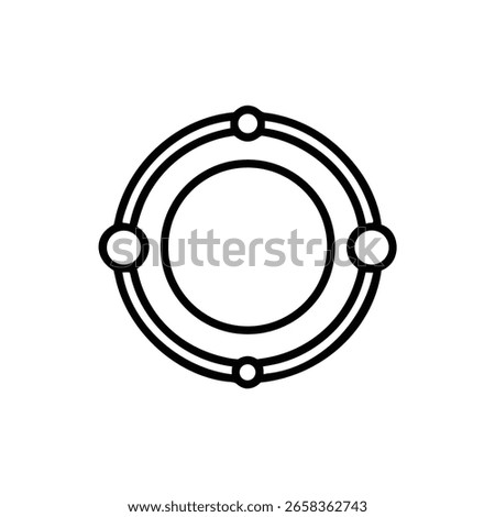 Outline circular symbol with four dots concentric rings abstract circle