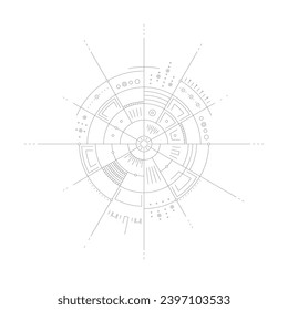 Umriss-Hintergrund für technische Zeichnungen. technische Zeichenschnittstelle. technologische, futuristische Schnittstelle