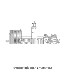 Outline of a city skyline - Vector illustration