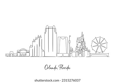 Esbozo del paisaje urbano de Orlando Florida, Estados Unidos de América. Ilustración vectorial.