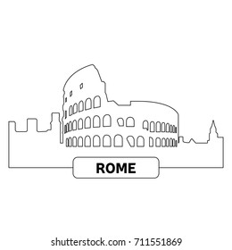 Outline of a cityscape of Rome, Vector illustration
