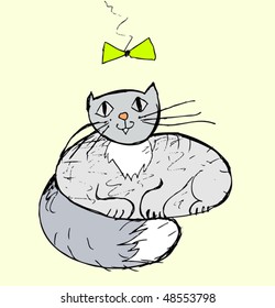 outline cketch of cat vector illustration