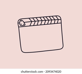 Outline clapperboard isolated. Director's movie clapperboard. Vector illustration of a tool for shooting a movie.