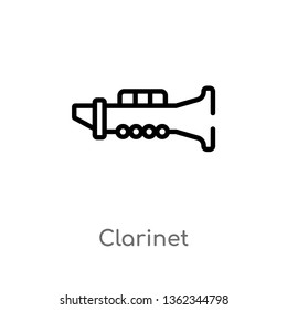 outline clarinet vector icon. isolated black simple line element illustration from music concept. editable vector stroke clarinet icon on white background