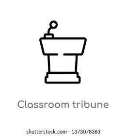 outline classroom tribune vector icon. isolated black simple line element illustration from education concept. editable vector stroke classroom tribune icon on white background