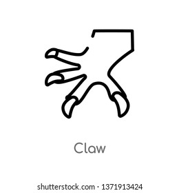 outline claw vector icon. isolated black simple line element illustration from asian concept. editable vector stroke claw icon on white background