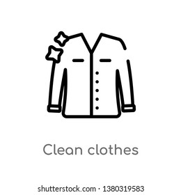 outline clean clothes vector icon. isolated black simple line element illustration from cleaning concept. editable vector stroke clean clothes icon on white background