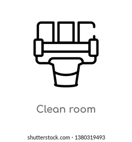 outline clean room vector icon. isolated black simple line element illustration from cleaning concept. editable vector stroke clean room icon on white background