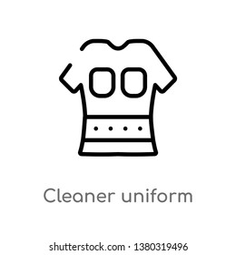 outline cleaner uniform vector icon. isolated black simple line element illustration from cleaning concept. editable vector stroke cleaner uniform icon on white background