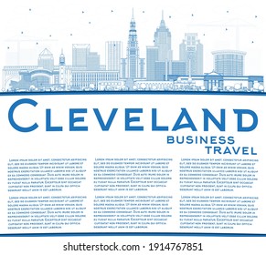 Outline Cleveland Ohio City Skyline with Blue Buildings and Copy Space. Vector Illustration. Cleveland USA Cityscape with Landmarks. Business Travel and Tourism Concept with Modern Architecture.