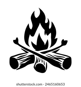 outline clipart campfire black and white camping silhouette vector art