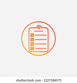 Outline clipboard check icon,gradient illustration,vector checklist sign symbol