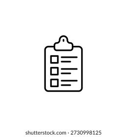 Portapapeles de esquema Lista de comprobación Icono Ilustración vectorial Tarea de diseño mínima