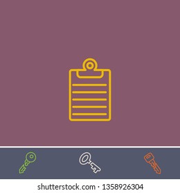 Outline clipboard icon.Best clipboard vector, illustrated icon for modern web and mobile design.Bonus broken key symbol